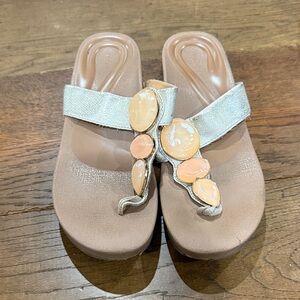 Aetrex Beige Sandals with Stone Details